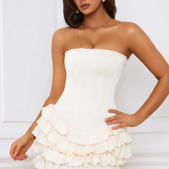 NWT Oh Polly Juliet Corset Mini Dress in Ivory - US 2 - Picture 1 of 8